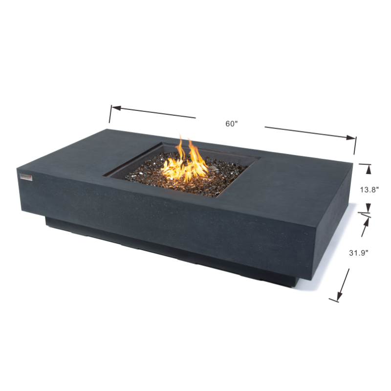 Elementi Plus Cannes OFG416DG Rectangular Concrete Fire Pit Table