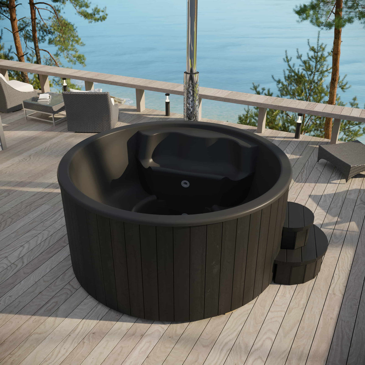 SaunaLife Model S4B Wood-Fired Hot Tub, Soak-Series Home Wood-Burning Hot Tub for 6 Persons [Free Shipping]