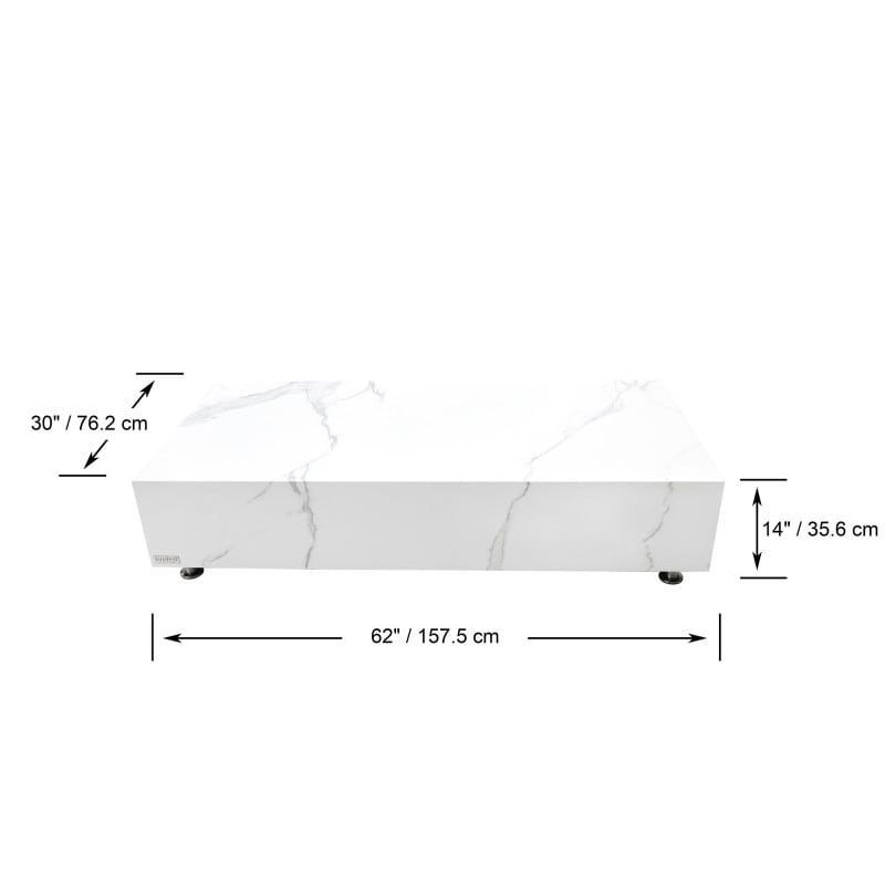 Elementi Home 62&quot; Bianco Concrete Coffee Table Rectangle