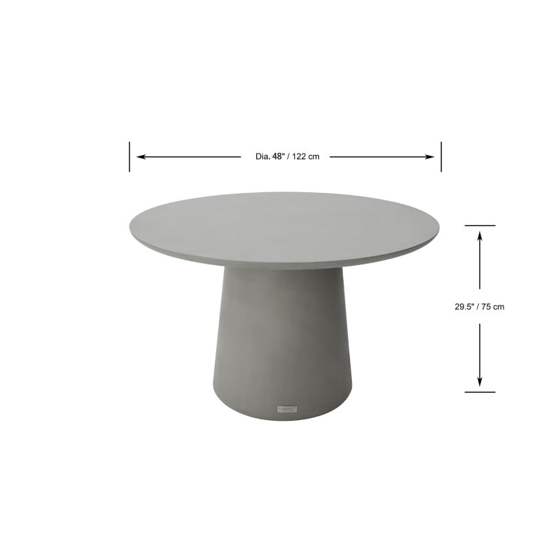 Elementi Home Rio 48&quot; GFRC Round Dining Table