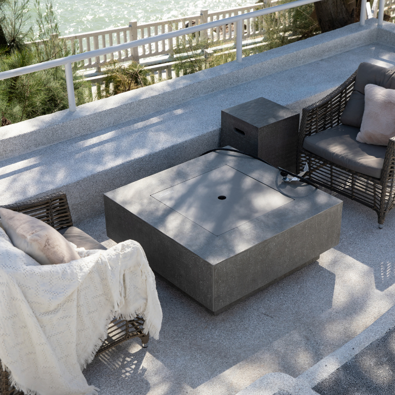 Elementi Plus Victoria OFG413LG Square Concrete Fire Pit Table