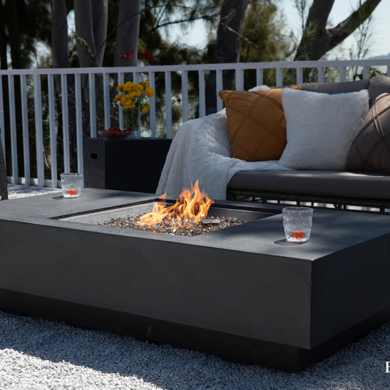 Elementi Plus Cannes OFG416DG Rectangular Concrete Fire Pit Table