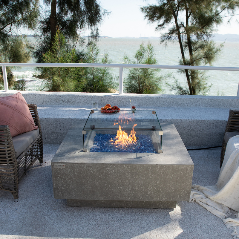 Elementi Plus Victoria OFG413LG Square Concrete Fire Pit Table