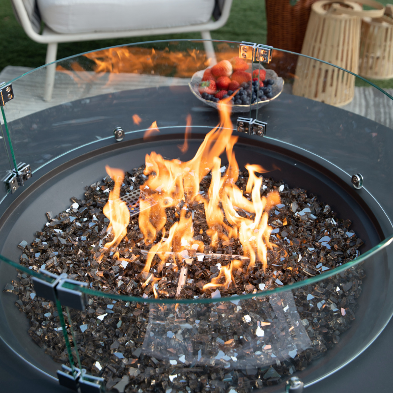 Elementi Plus Nimes OFG414DG Round Concrete Fire Pit Table