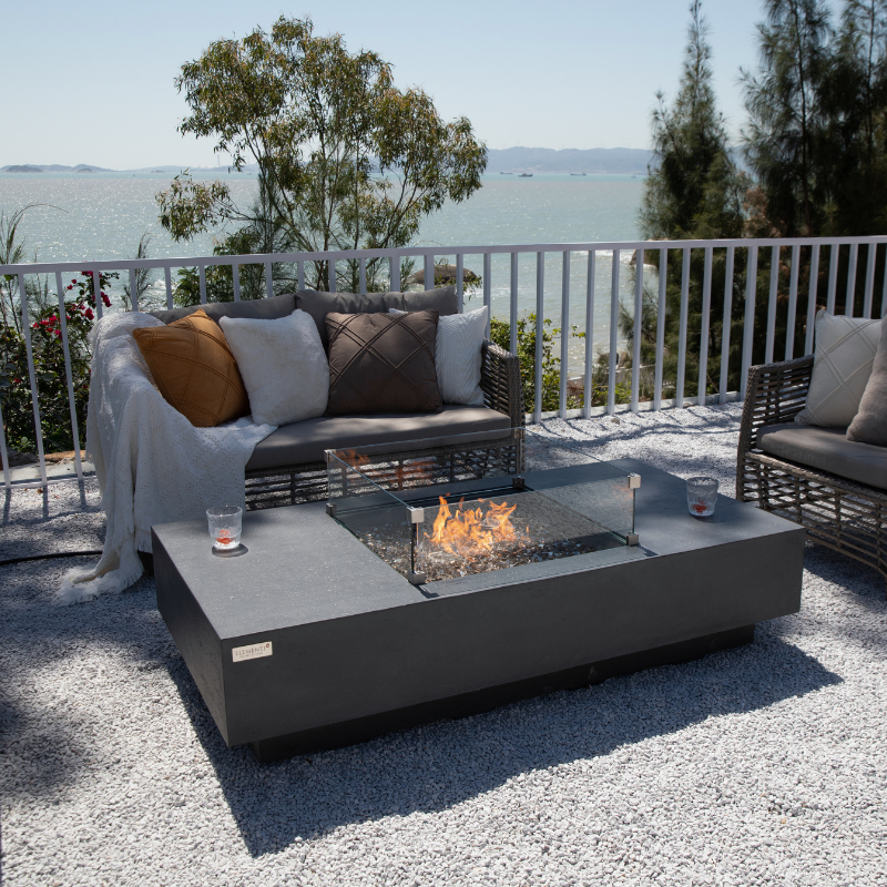 Elementi Plus Cannes OFG416DG Rectangular Concrete Fire Pit Table