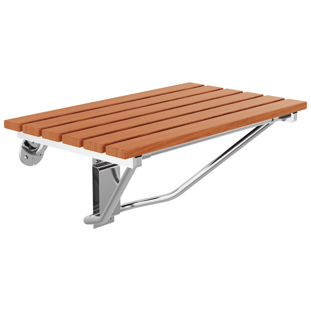 Delta Fold Up Wall Mounted Seat, Teak Wood - Chrome 5SE-ADA-6