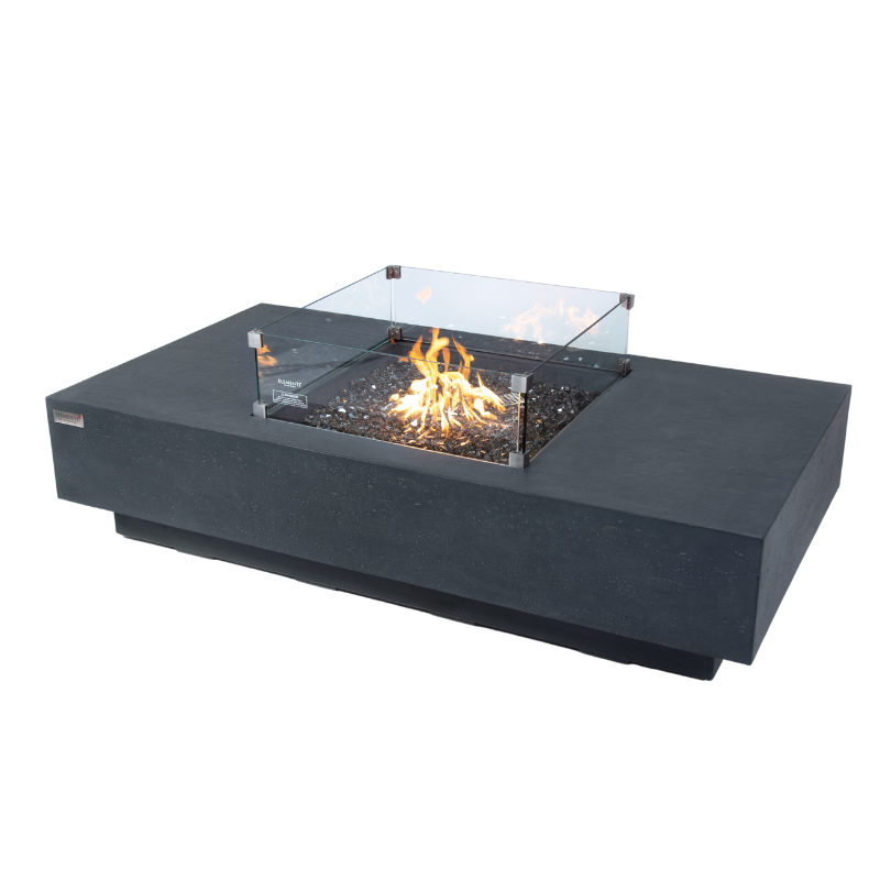 Elementi Plus Cannes OFG416DG Rectangular Concrete Fire Pit Table