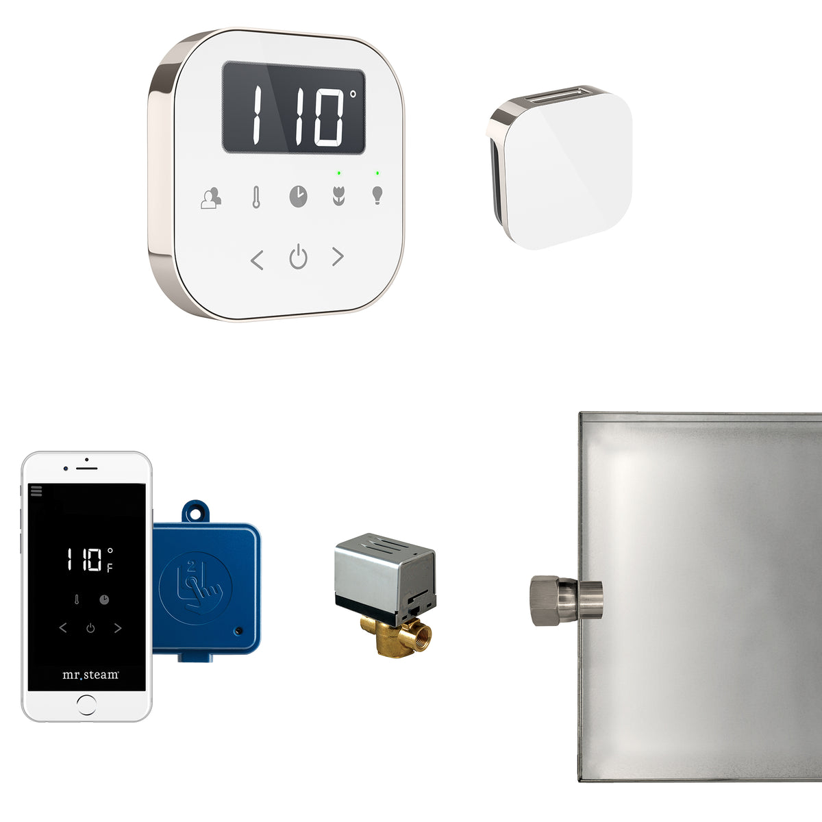 ABUTLER1W-PN_Mr. Steam_AirButler Steam Shower Control Package with AirTempo Control and Aroma Glass SteamHead