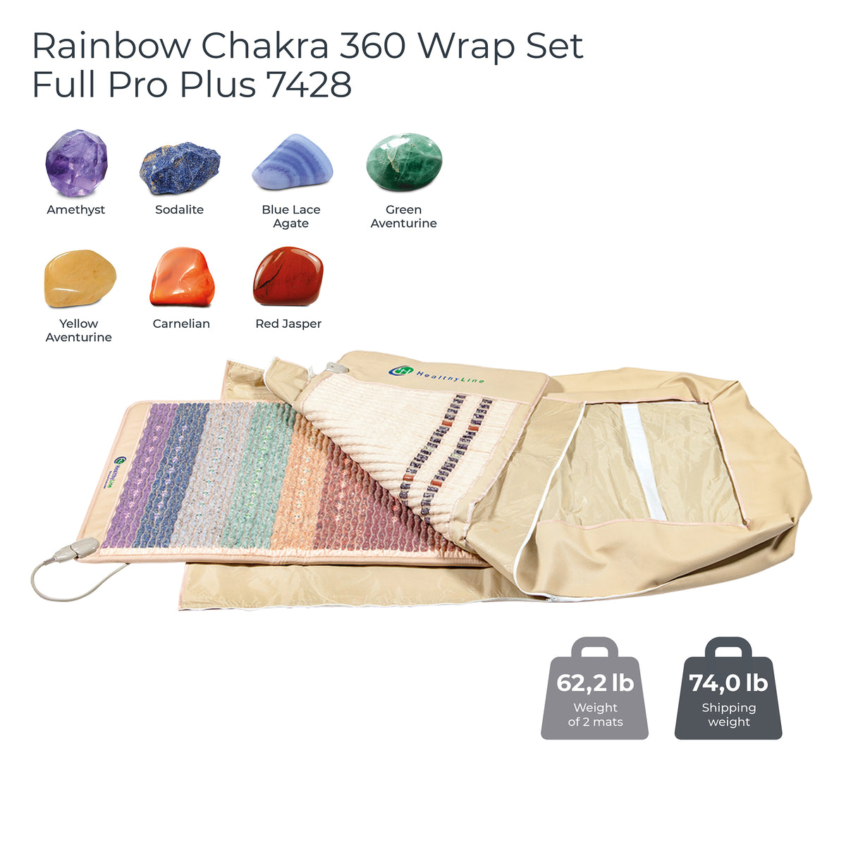 HealthyLine 360 Wrap Set™ Rainbow Chakra Mat Large 7428 - Photon PEMF Inframat Pro®