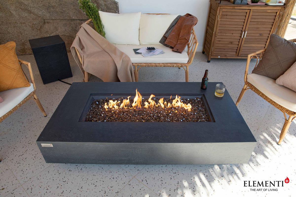 Elementi Plus Positano OFG415DG Rectangular Concrete Fire Pit Table