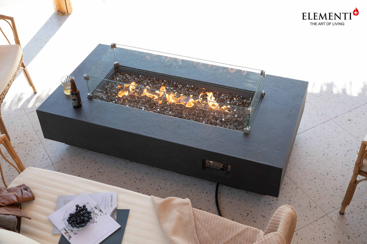 Elementi Plus Positano OFG415DG Rectangular Concrete Fire Pit Table