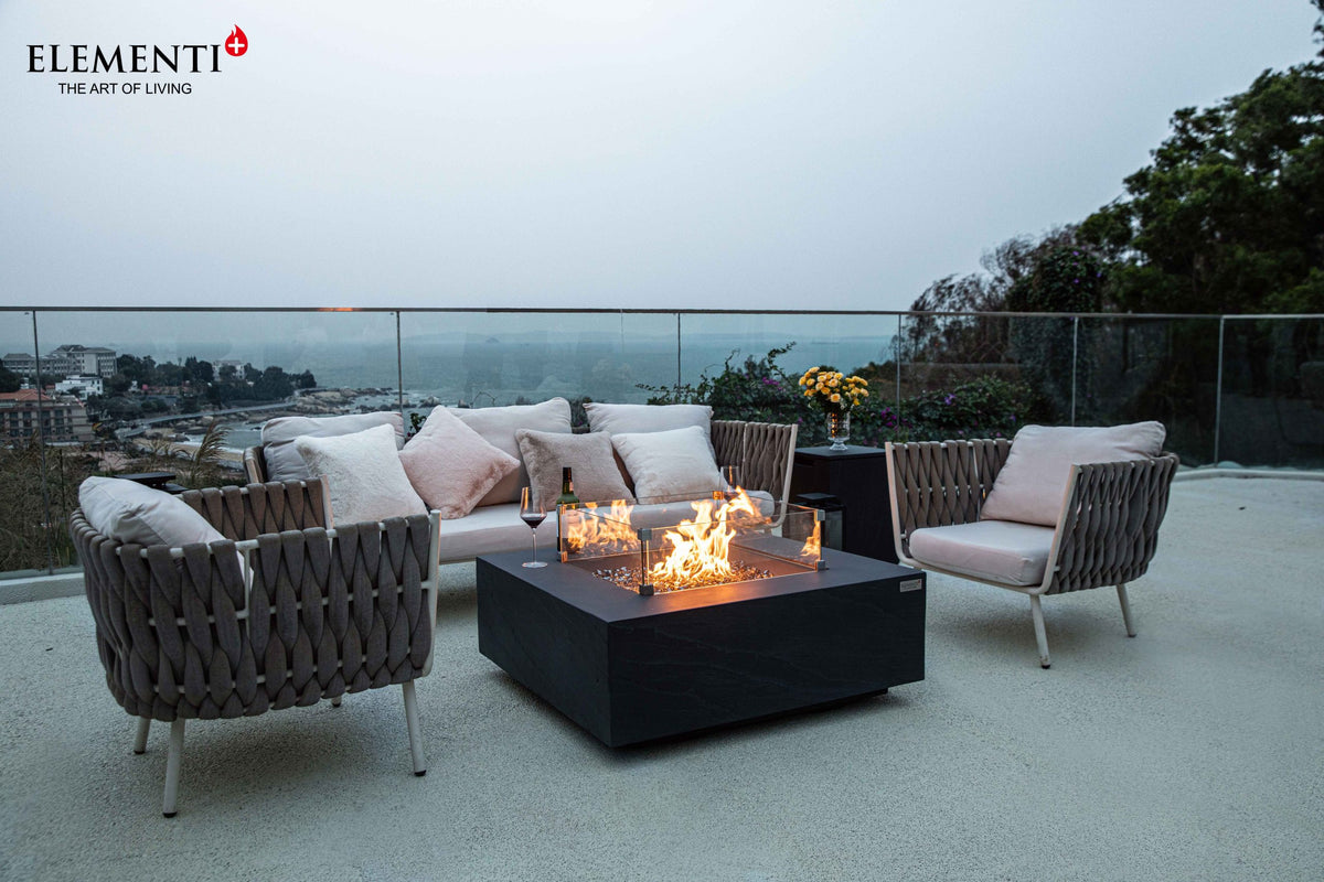 Elementi Plus Roraima Fire Table - Slate Black Natural Gas Assembly