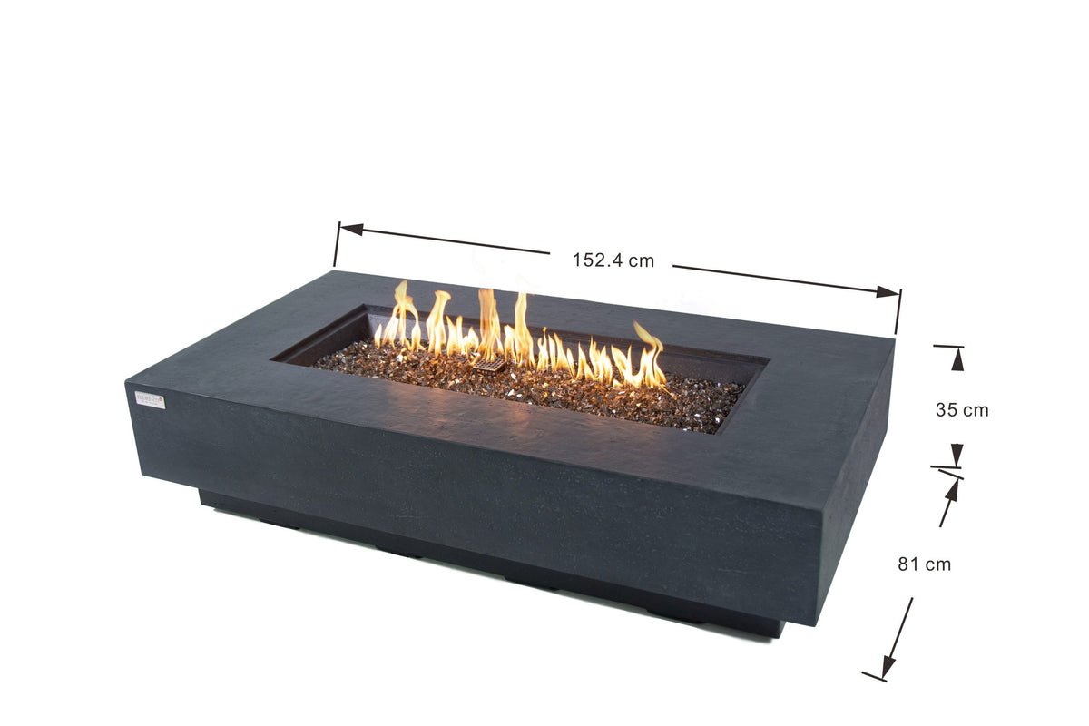 Elementi Plus Positano OFG415DG Rectangular Concrete Fire Pit Table