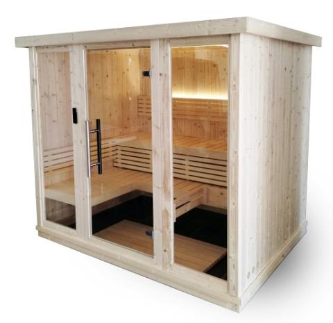 SaunaLife 6 Person Indoor Home Sauna, Thermo-wood, Xperience Series with LED Light System, 79&quot; x 62&quot; x 79&quot;, SL-MODELX7
