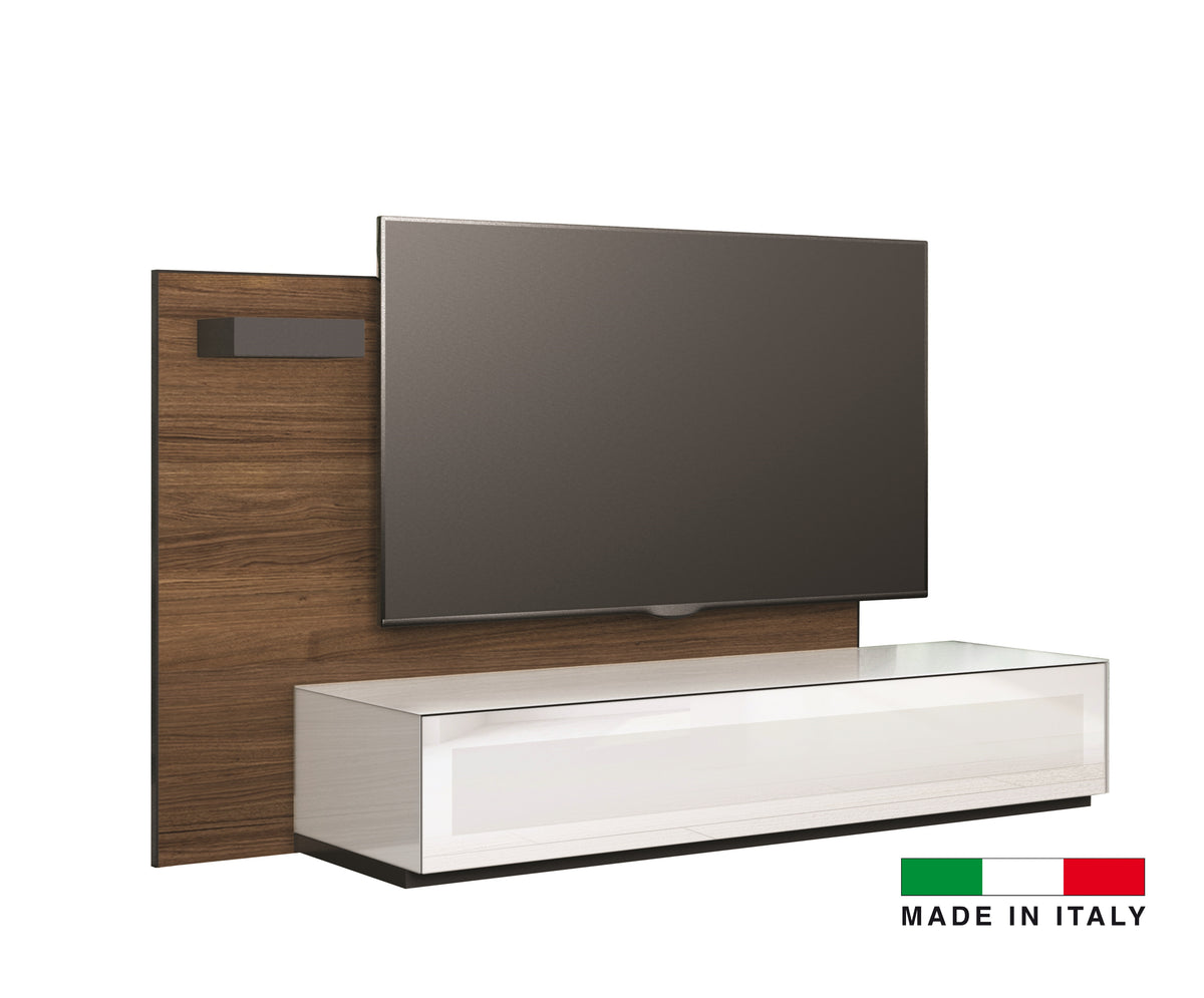 Bellini Italian Home Leggera TV Stand Glossy White and Walnut