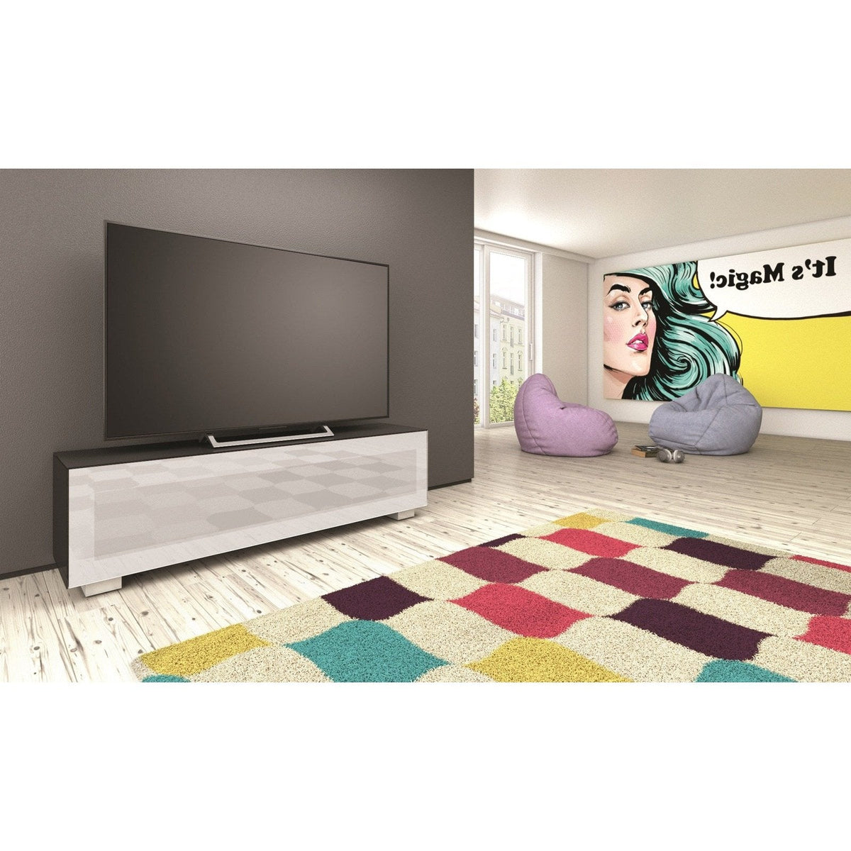 Bellini Italian Home Magic TV Stand Black and White