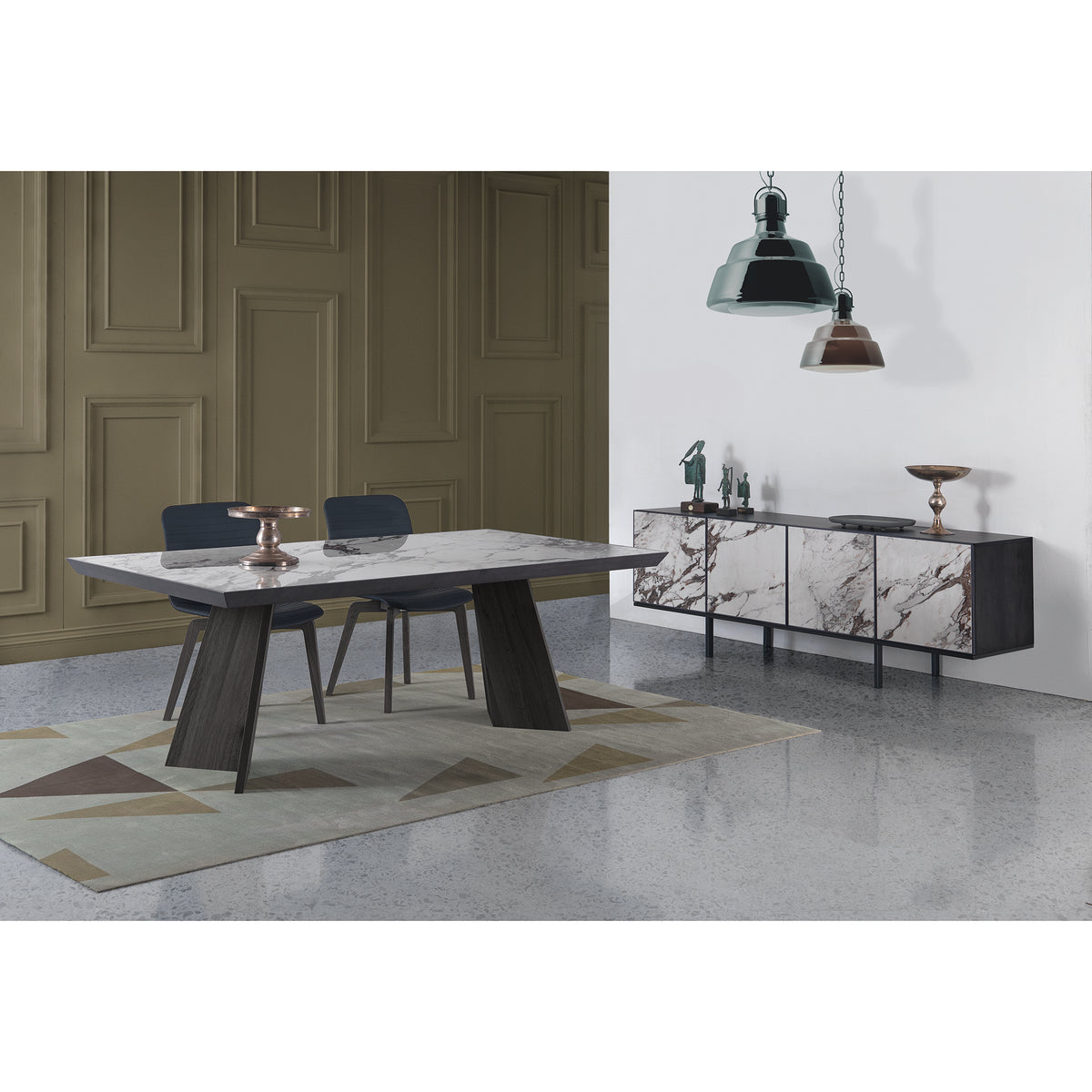 Bellini Italian Home Materia Dining Table Grey Black