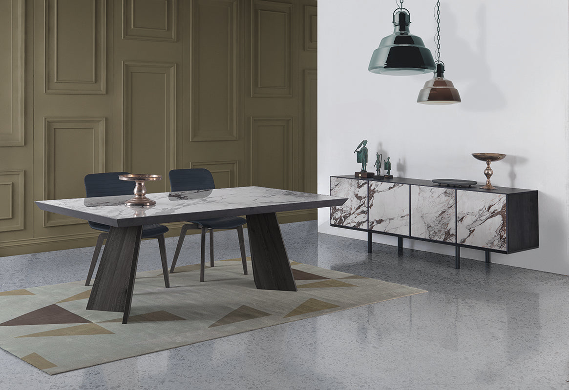 Bellini Italian Home Materia Dining Table Grey Black