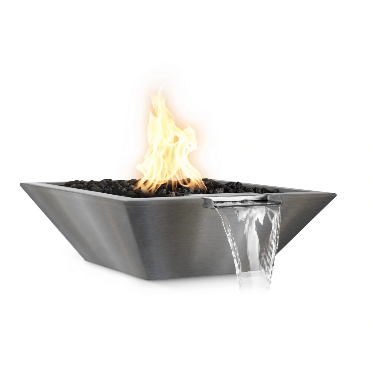 The Outdoor Plus Square Maya Fire &amp; Water Bowl Stainless Steel