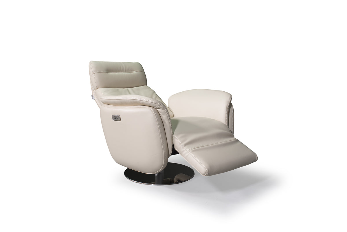 Bellini Italian Home Maya Recliner Chair Collection Allegro Full Grain Leather Power Recliner, with Battery, Dimensions:36&quot;x30&quot;x45&quot;, Seat Height: 18.5&quot;, Arm Height: 26&quot;