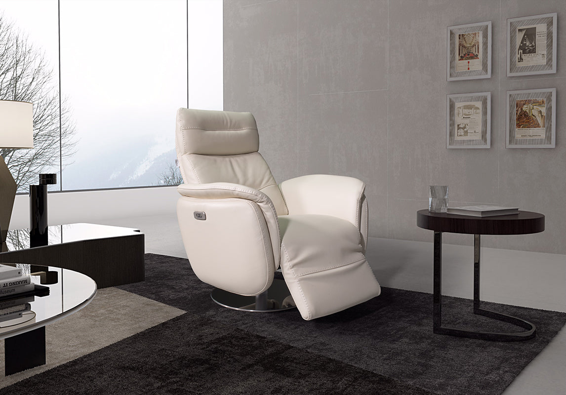 Bellini Italian Home Maya Recliner Chair Collection Allegro Full Grain Leather Power Recliner, with Battery, Dimensions:36&quot;x30&quot;x45&quot;, Seat Height: 18.5&quot;, Arm Height: 26&quot;