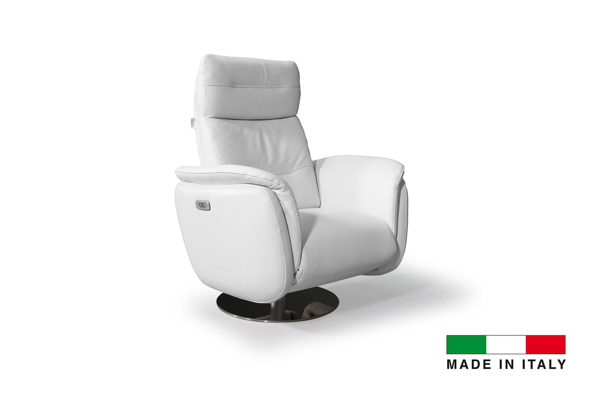 Bellini Italian Home Maya Recliner Chair Collection Allegro - Full Grain Leather Power Recliner, with Battery, Dimensions: 36&quot;x30&quot;x45&quot;, Seat Height: 18.5&quot;, Arm Height: 26&quot;