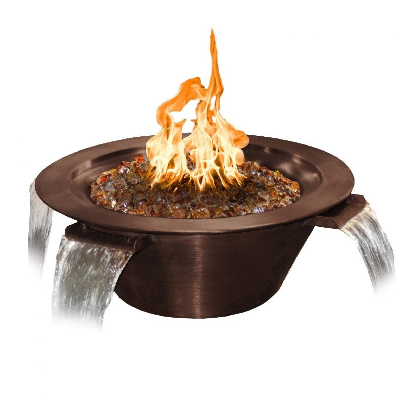 The Outdoor Plus 30&quot; Cazo Hammered Copper 4 Way Spill Round Fire &amp; Water Bowl