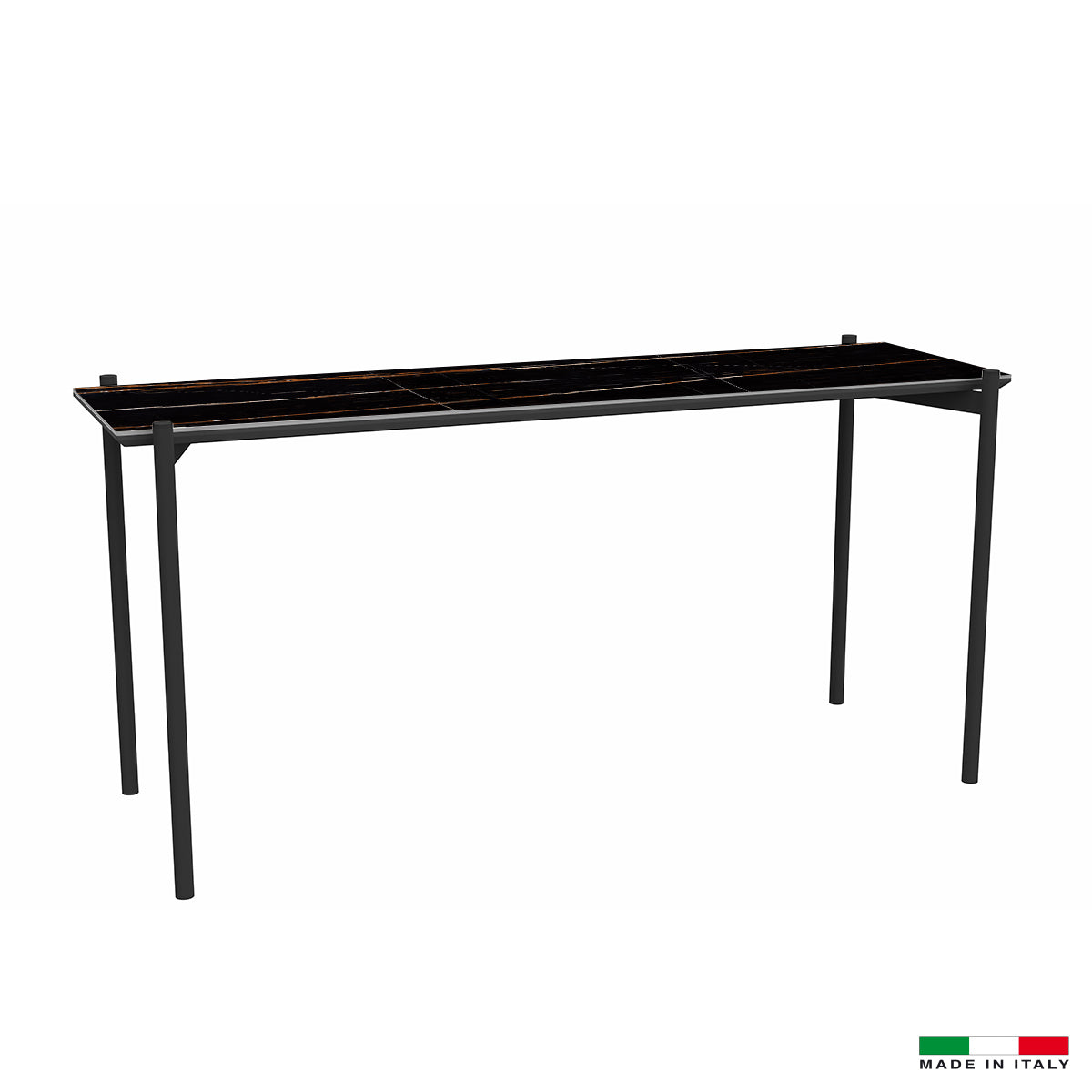 Bellini Italian Home Sofa Table with Shinny Ceramic Top and Metal Legs