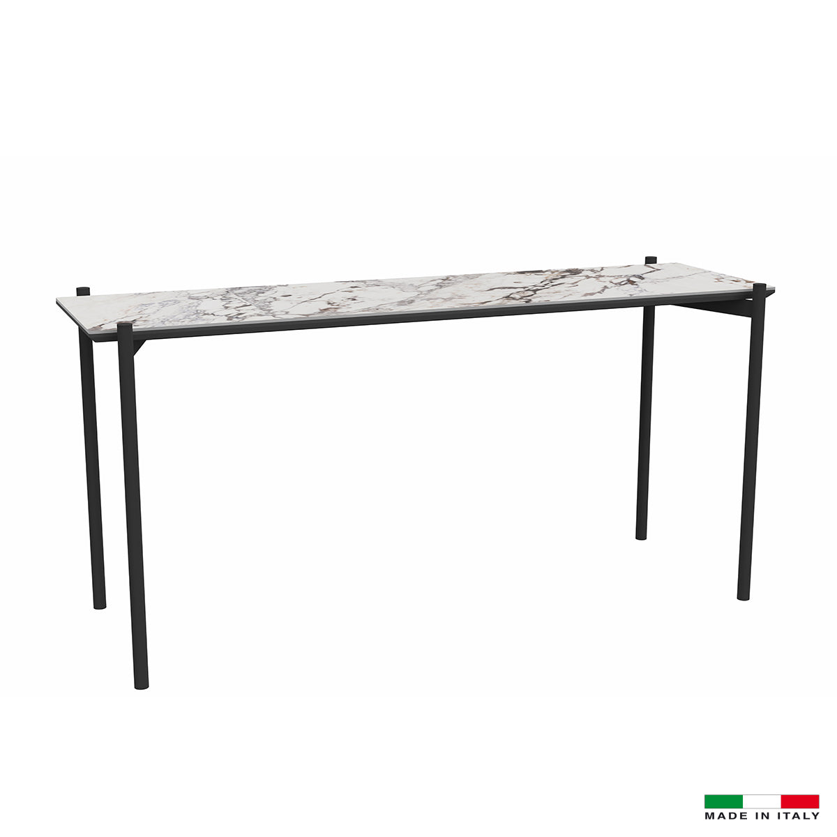 Bellini Italian Home Sofa Table with Shinny Ceramic Top and Metal Legs