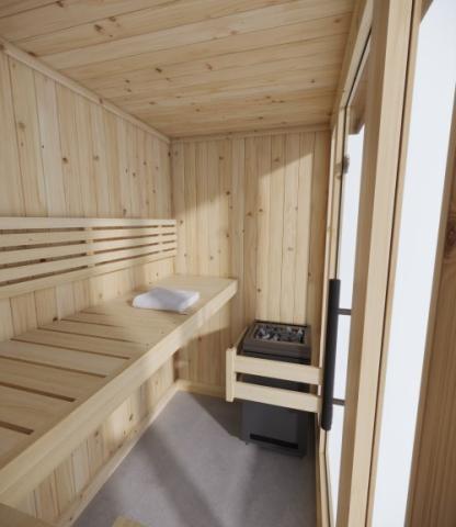 SaunaLife 4 Person Indoor Home Sauna, Thermo-wood, Xperience Series with LED Light System, 67&quot; x 45&quot; x 79&quot;, SL-MODELX6