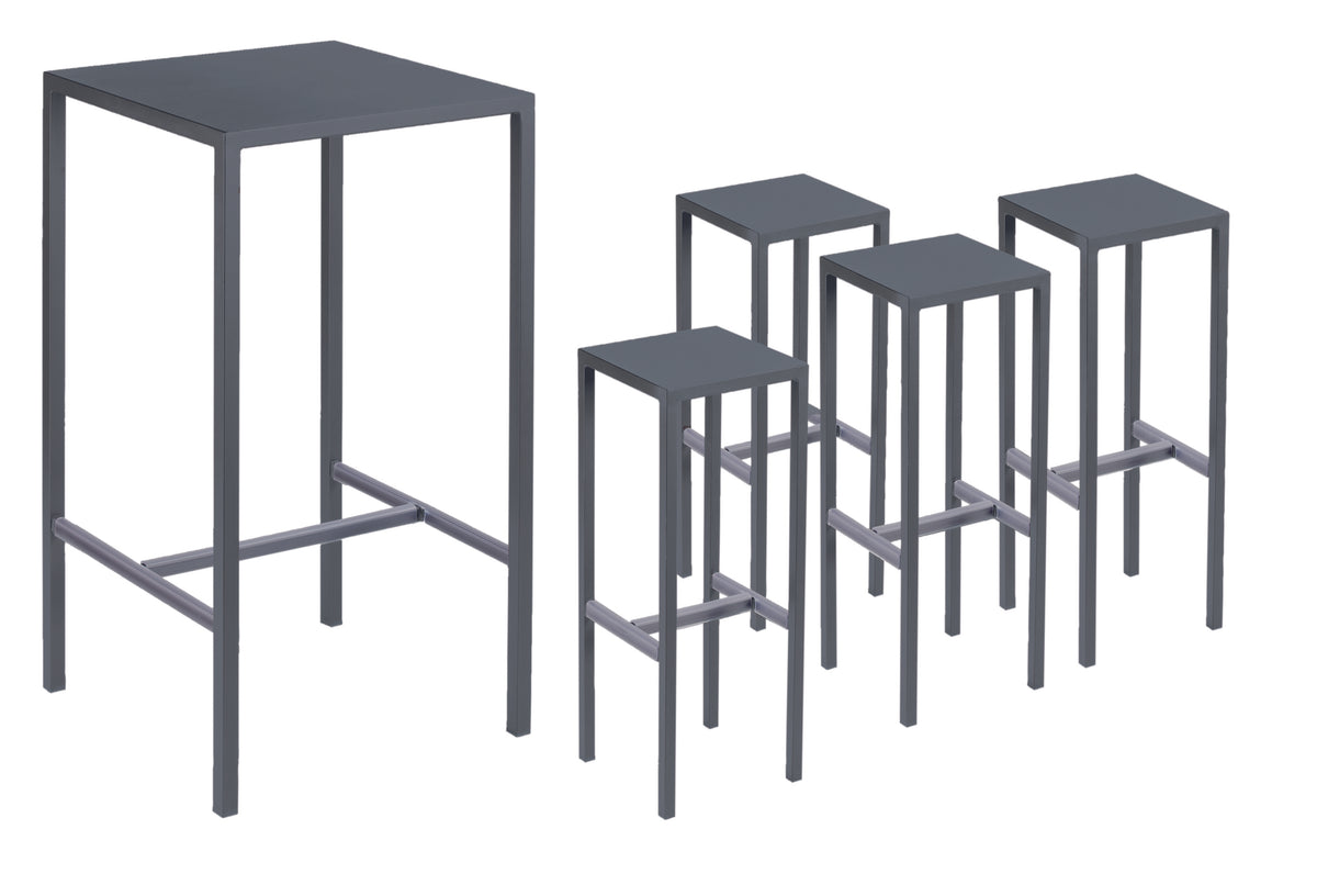 Bellini Italian Home Seaside 1 Bar Table &amp; 4 Barstools, Metal Frame Design, Water and Uv Resistant Material, Easy To Clean Material and Metals Are Coated with Qualicoat Thermosetting Powders, Dimensions:Table 30&quot;x30&quot;x43&quot;, Barstool 13&quot;x13&quot;x31&quot;