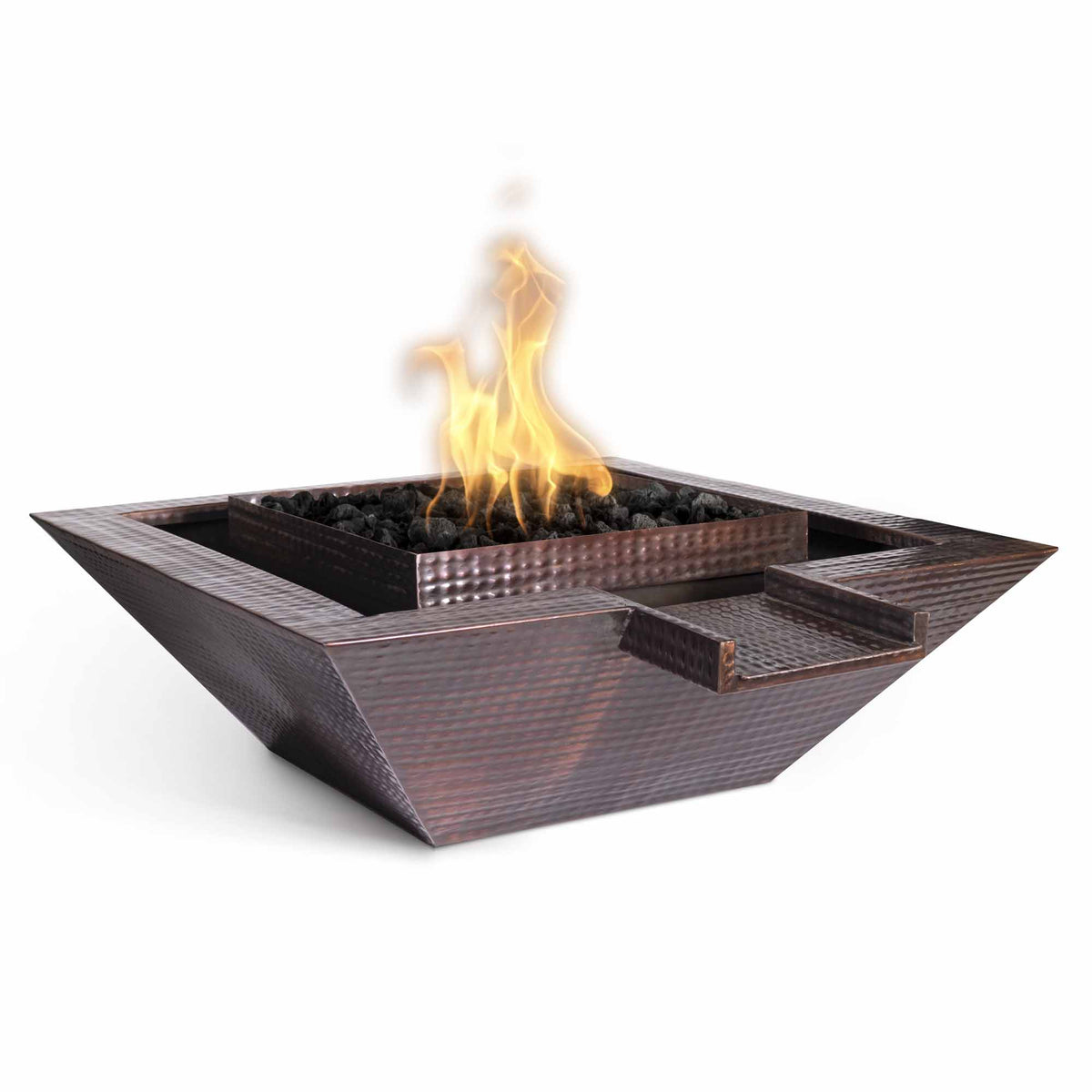 The Outdoor Plus 24&quot; Square Maya Fire &amp; Water Bowl Gravity Spill - Powder Coated Metal