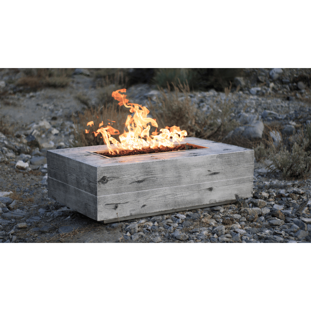 The Outdoor Plus 108&quot; Rectangular Coronado Fire Pit - Wood Grain GFRC Concrete