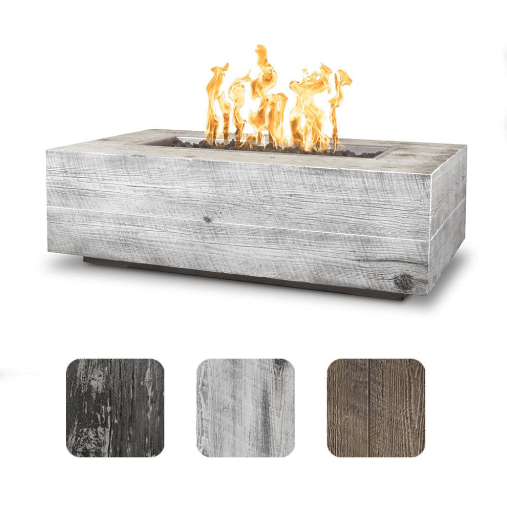 The Outdoor Plus 108&quot; Rectangular Coronado Fire Pit - Wood Grain GFRC Concrete