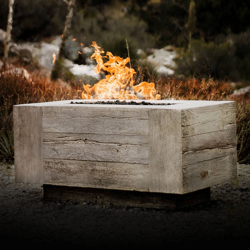 The Outdoor Plus 120&quot; Rectangular Catalina Fire Pit - Wood Grain GFRC Concrete