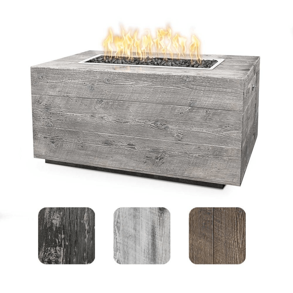 The Outdoor Plus 120&quot; Rectangular Catalina Fire Pit - Wood Grain GFRC Concrete