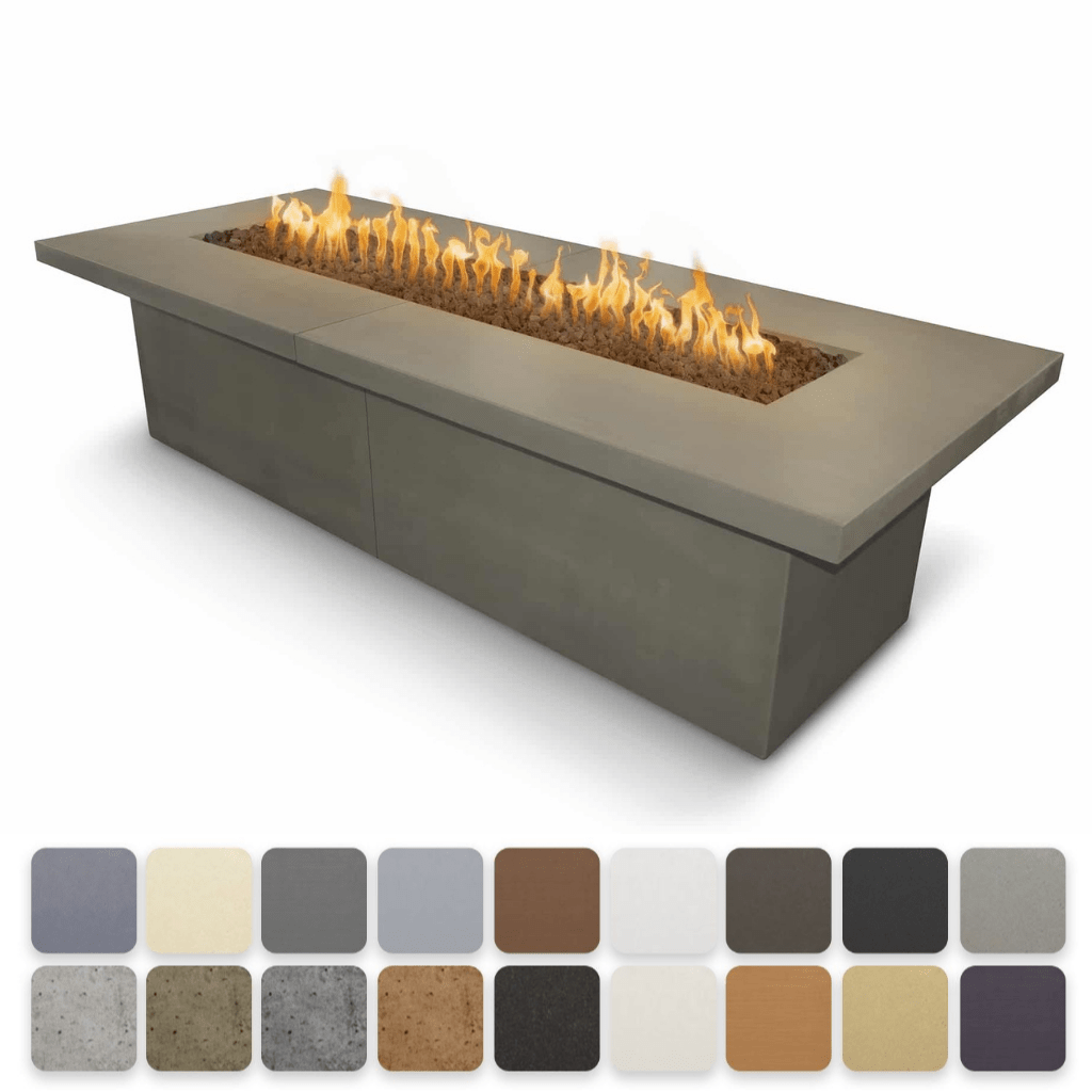 The Outdoor Plus 120&quot; Rectangular Newport Fire Table - GFRC Concrete - Electronic Ignition System