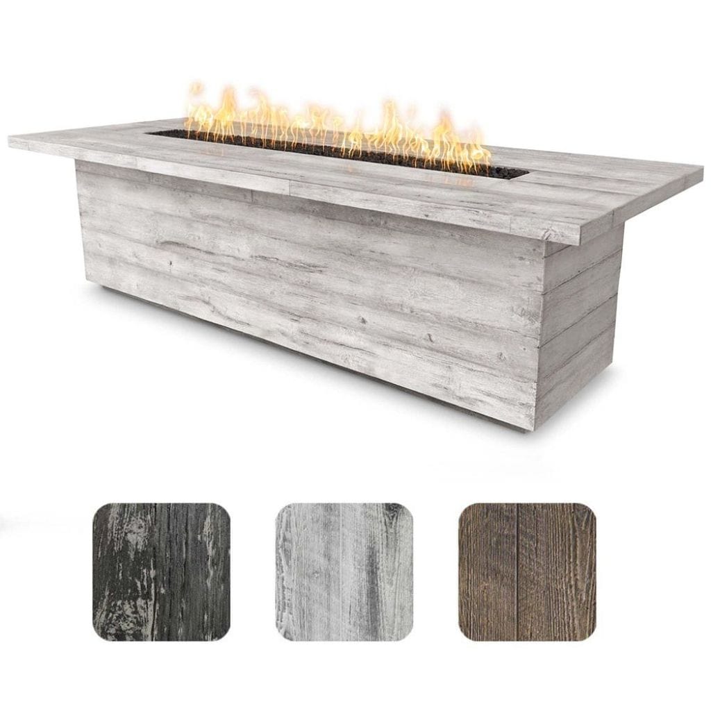 The Outdoor Plus 144&quot; Rectangular Laguna Fire Table - Wood Grain GFRC Concrete