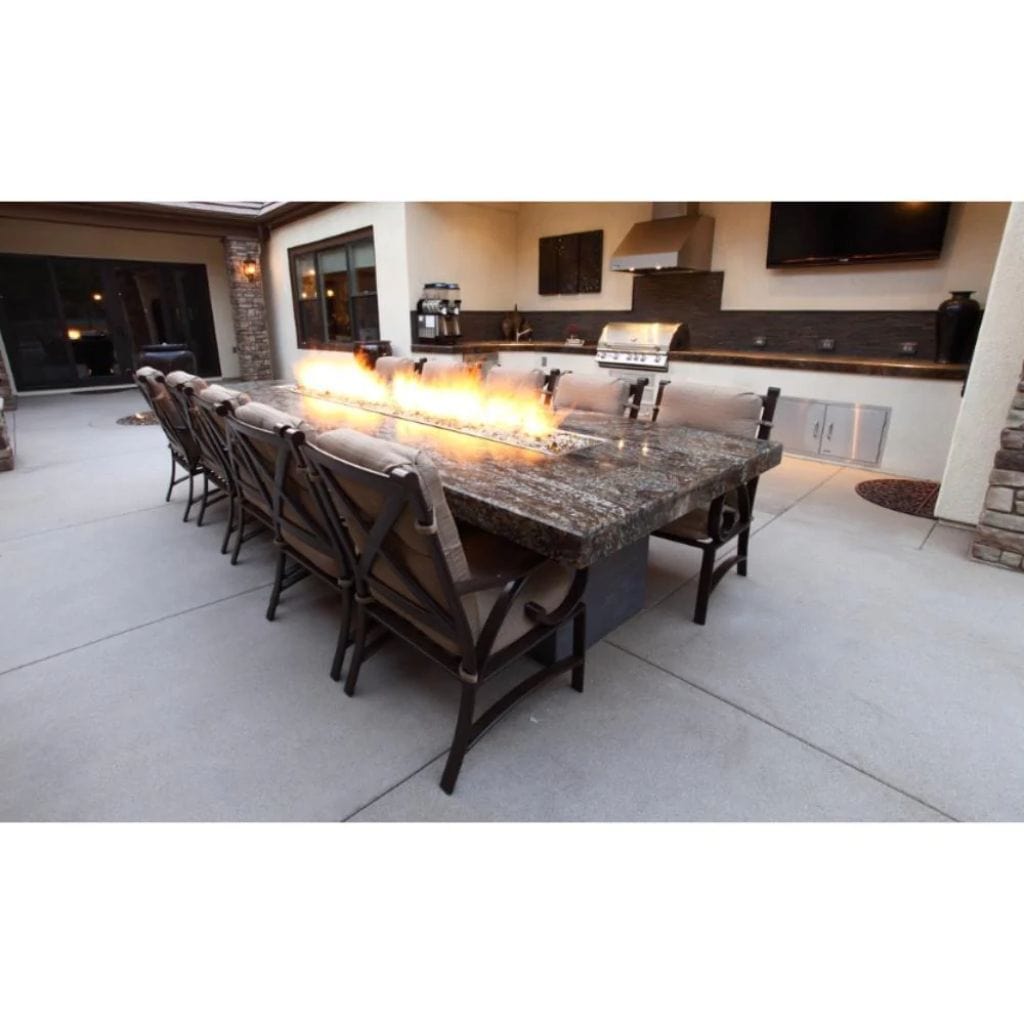 The Outdoor Plus 144&quot; Rectangular Laguna Fire Table - Wood Grain GFRC Concrete