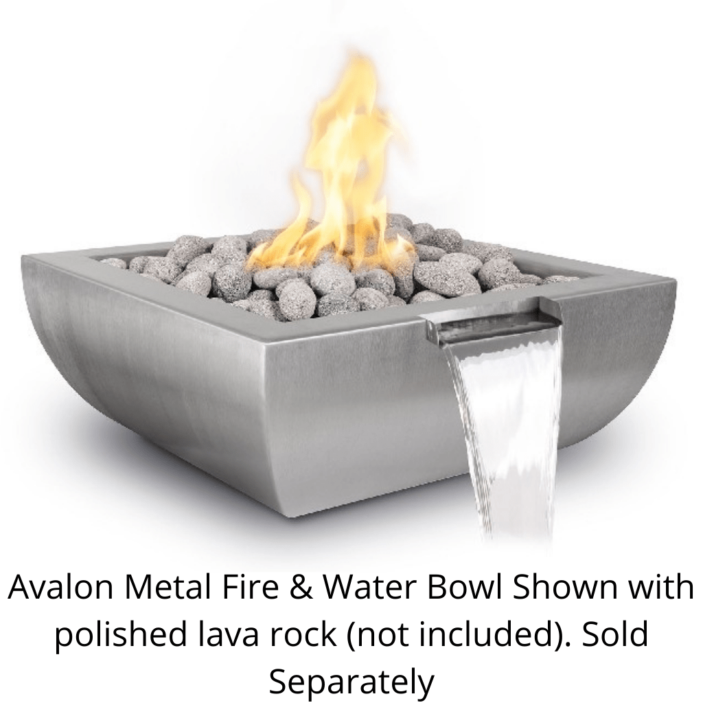 The Outdoor Plus Square Avalon Fire &amp; Water Bowl - Stainless Steel