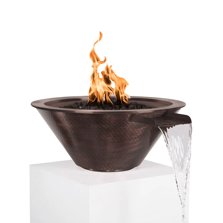 The Outdoor Plus 24&quot; Cazo Hammered Copper Round Fire &amp; Water Bowl