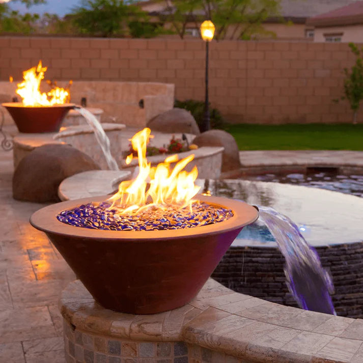 The Outdoor Plus 24&quot; Cazo Powder Coated Steel Round Fire &amp; Water Bowl