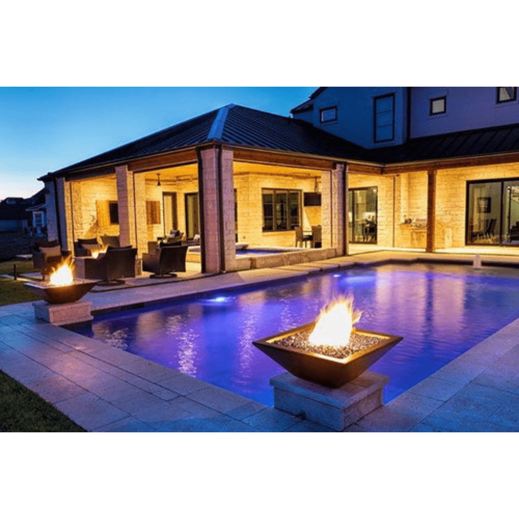 The Outdoor Plus 24&quot; Square Maya Fire Bowl - Powder Coated Metal