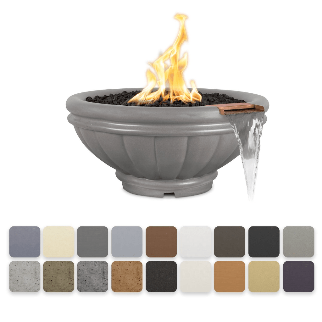 The Outdoor Plus 24&quot; Roma GFRC Concrete Round Fire &amp; Water Bowl