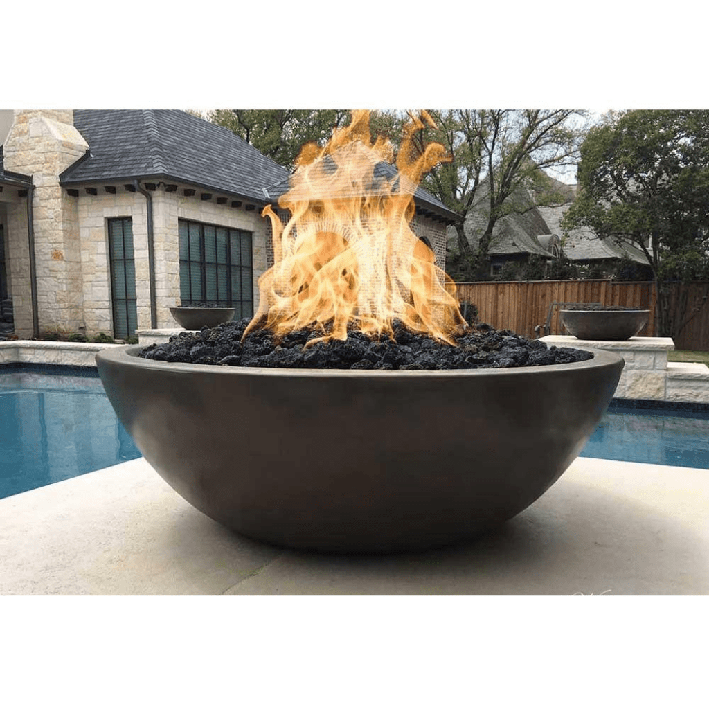 The Outdoor Plus 27&quot; Round Sedona Fire Bowl - GFRC Concrete - Electronic Ignition System