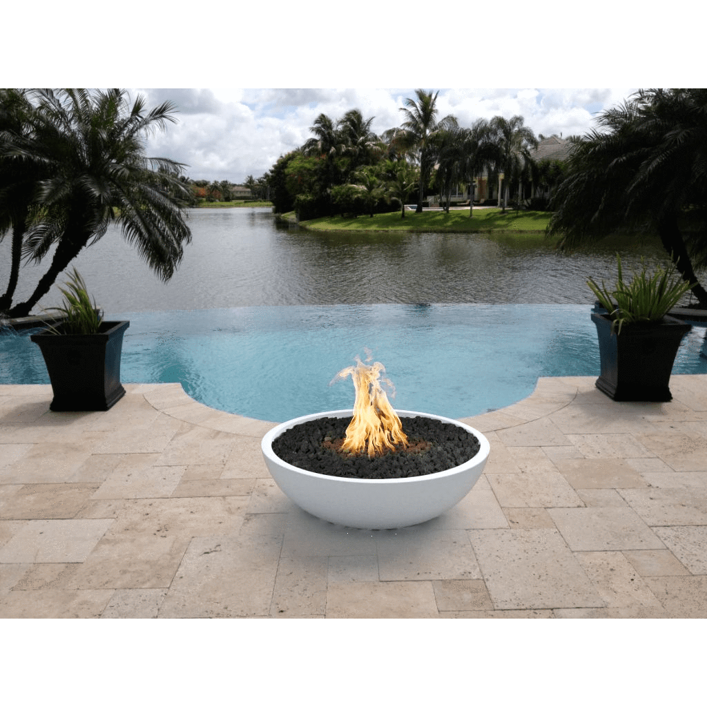 The Outdoor Plus 27&quot; Round Sedona Fire Bowl - GFRC Concrete - Electronic Ignition System