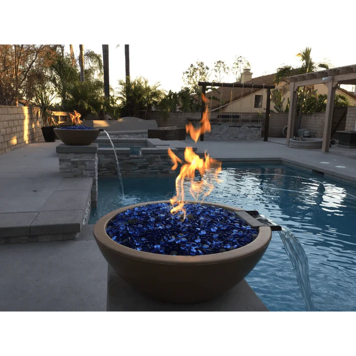 The Outdoor Plus 27&quot; Sedona GFRC Concrete Round Fire and Water Bowl