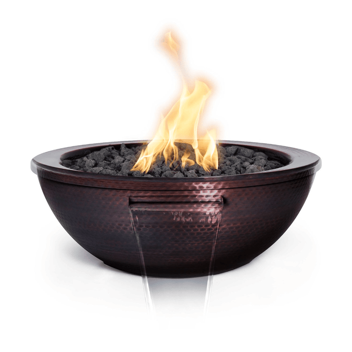 The Outdoor Plus 27&quot; Sedona Hammered Copper Round Fire &amp; Water Bowl