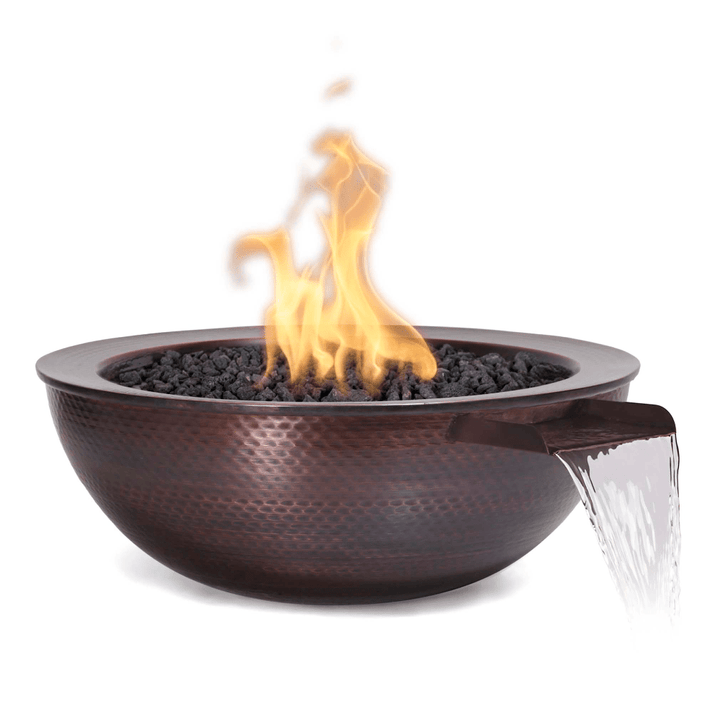 The Outdoor Plus 27&quot; Sedona Hammered Copper Round Fire &amp; Water Bowl