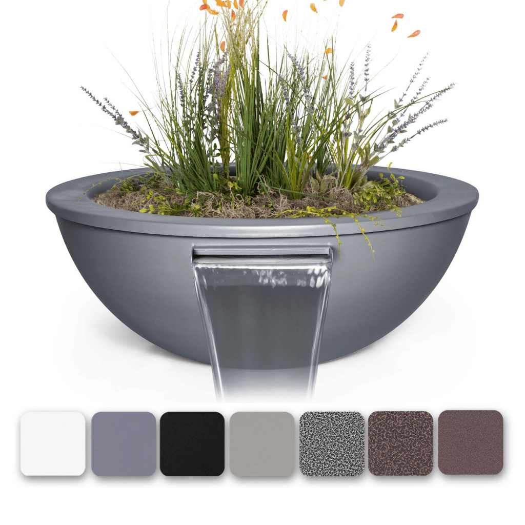 The Outdoor Plus Round Sedona Planter &amp; Water Bowl - Powder Coated Metal